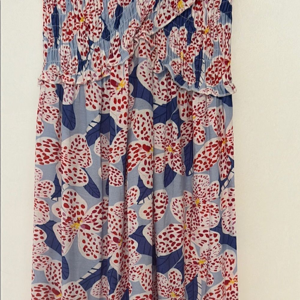 LUMINARY floral print maxi off shoulder dress empire waist‎ cross front Small - Picture 4 of 9